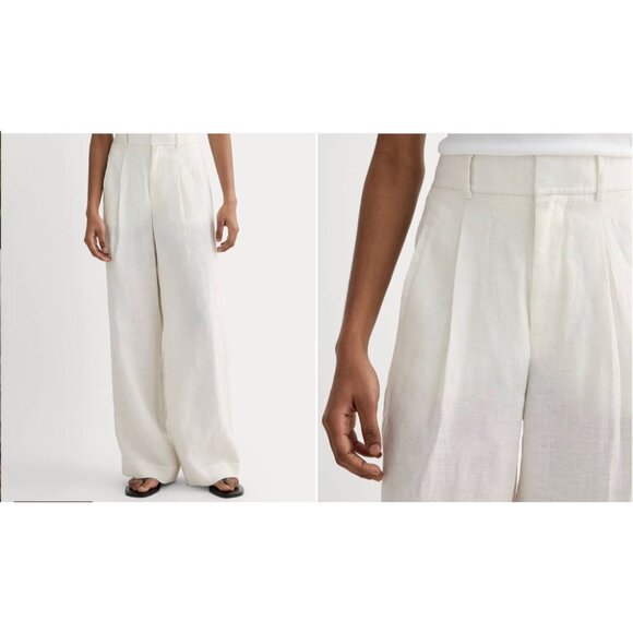 NWT Everlane The Linen Way-High Drape Pant White Size 10 - Picture 2 of 7